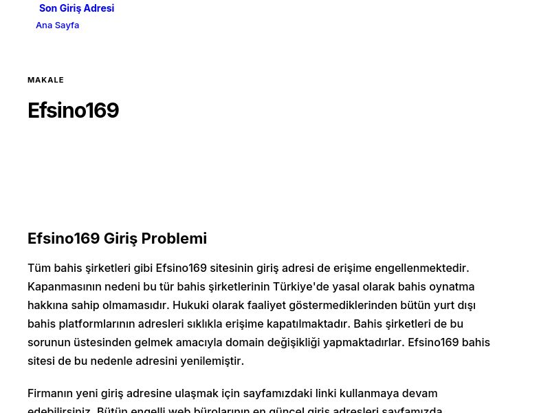 Efsino169 - Son Giriş Adresi - Ekran Görüntüsü