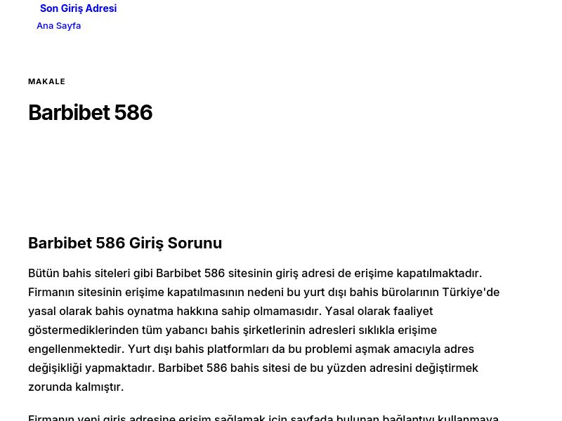 Barbibet 586 - Son Giriş Adresi - Ekran Görüntüsü