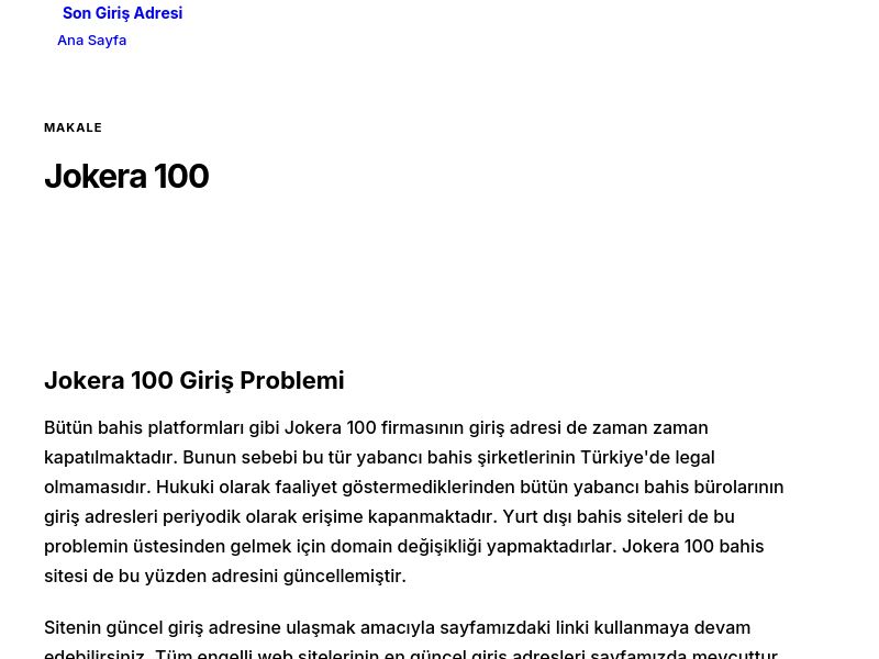 Jokera 100 - Son Giriş Adresi - Ekran Görüntüsü