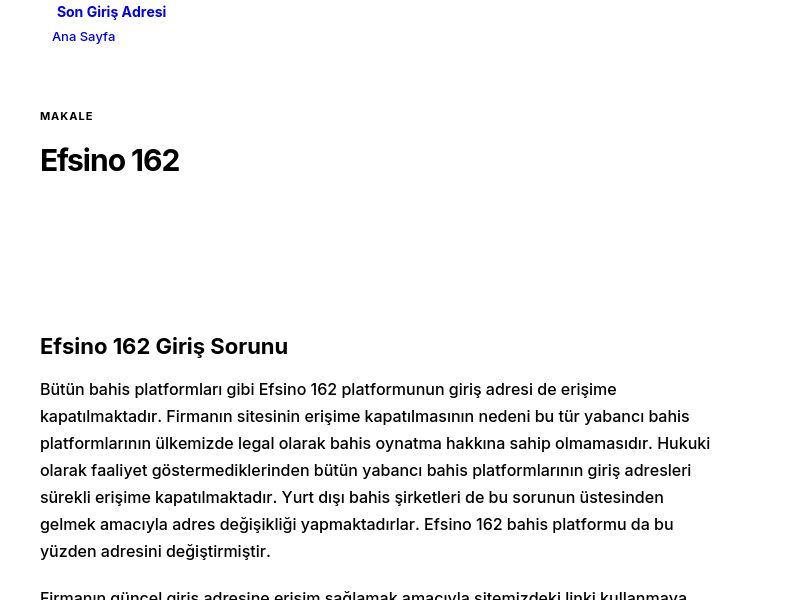 Efsino 162 - Son Giriş Adresi - Ekran Görüntüsü
