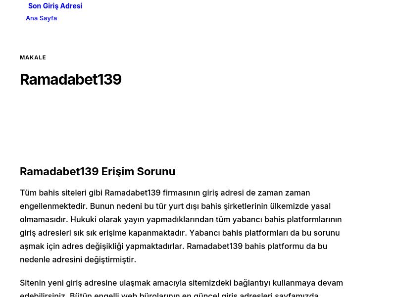 Ramadabet139 - Son Giriş Adresi - Ekran Görüntüsü