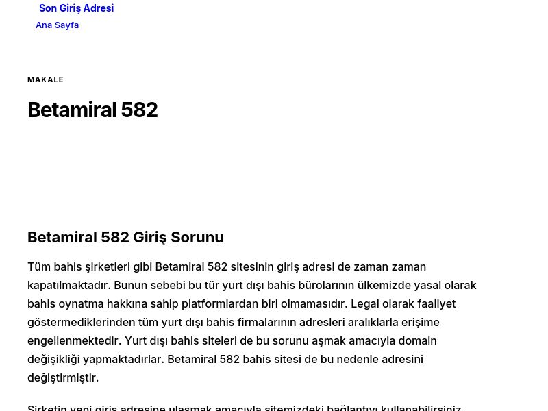 Betamiral 582 - Son Giriş Adresi - Ekran Görüntüsü