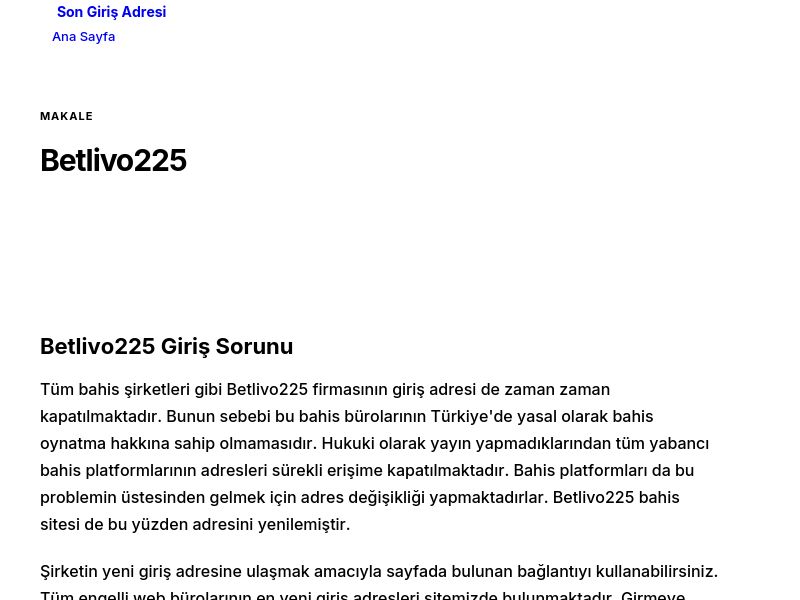 Betlivo225 - Son Giriş Adresi - Ekran Görüntüsü