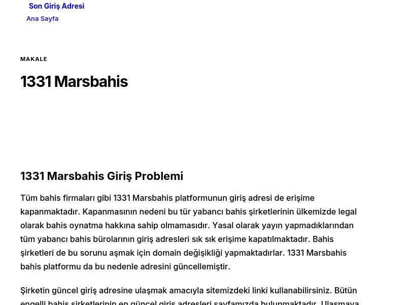 1331 Marsbahis - Son Giriş Adresi - Ekran Görüntüsü