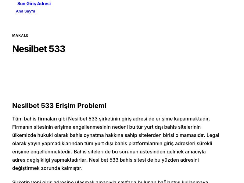 Nesilbet 533 - Son Giriş Adresi - Ekran Görüntüsü