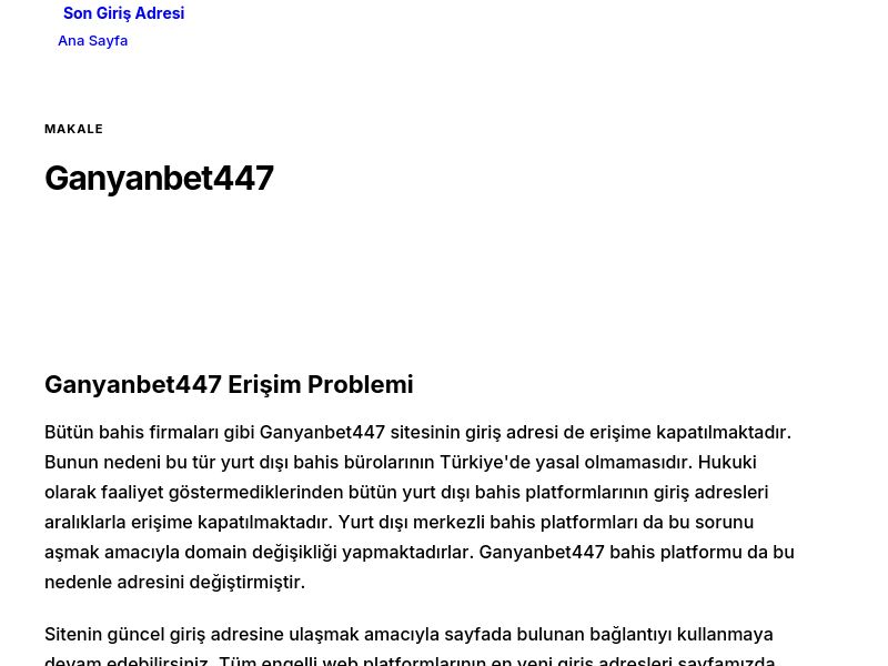 Ganyanbet447 - Son Giriş Adresi - Ekran Görüntüsü