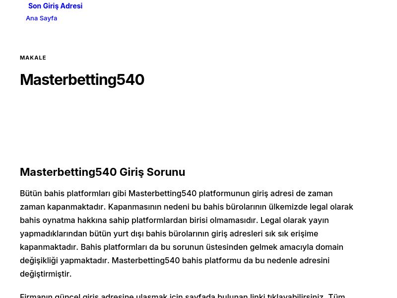 Masterbetting540 - Son Giriş Adresi - Ekran Görüntüsü