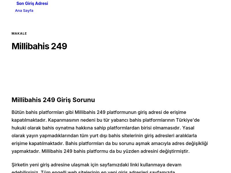 Millibahis 249 - Son Giriş Adresi - Ekran Görüntüsü