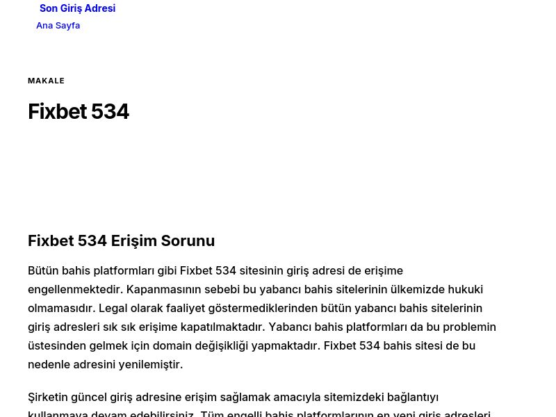 Fixbet 534 - Son Giriş Adresi - Ekran Görüntüsü