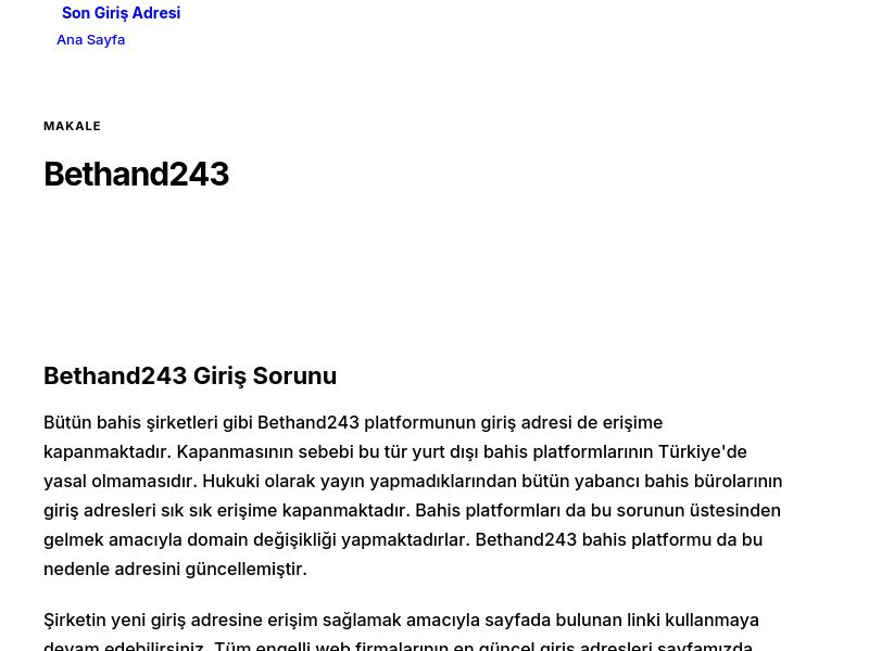 Bethand243 - Son Giriş Adresi - Ekran Görüntüsü