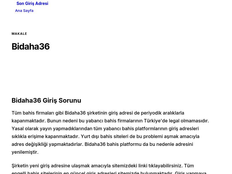 Bidaha36 - Son Giriş Adresi - Ekran Görüntüsü