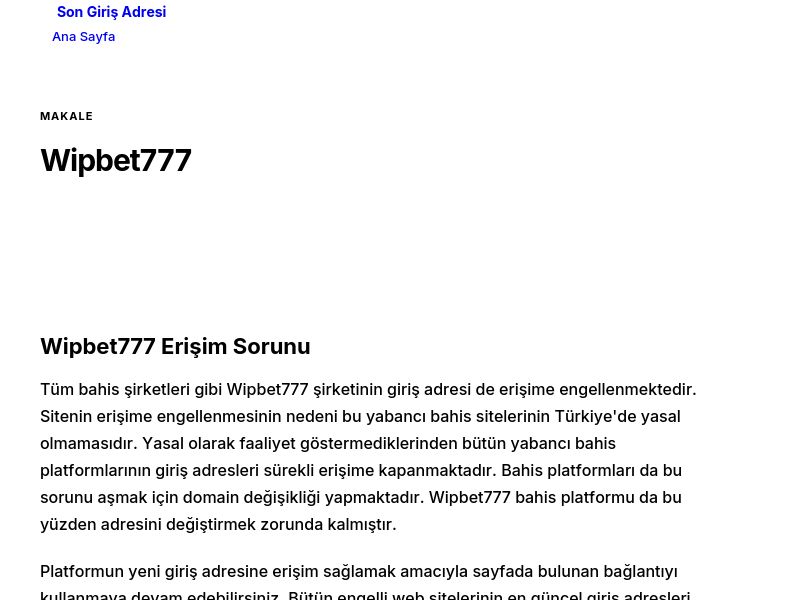 Wipbet777 - Son Giriş Adresi - Ekran Görüntüsü