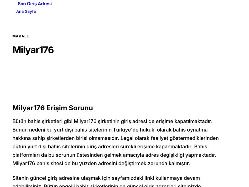 Milyar176 - Son Giriş Adresi - Ekran Görüntüsü