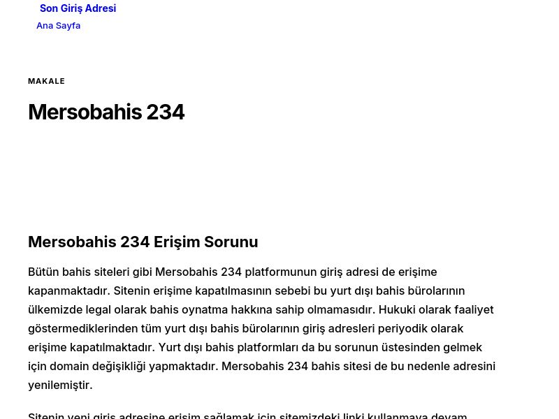 Mersobahis 234 - Son Giriş Adresi - Ekran Görüntüsü