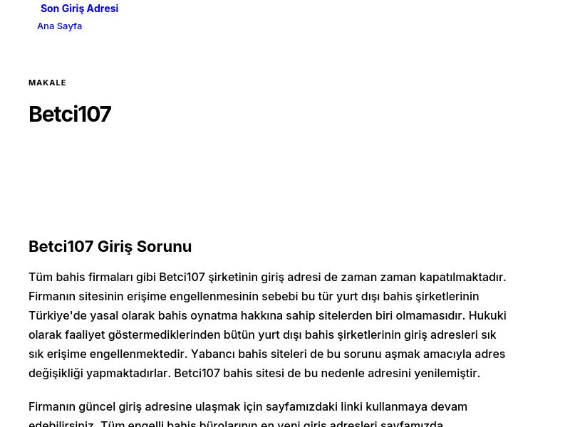 Betci107 - Son Giriş Adresi - Ekran Görüntüsü