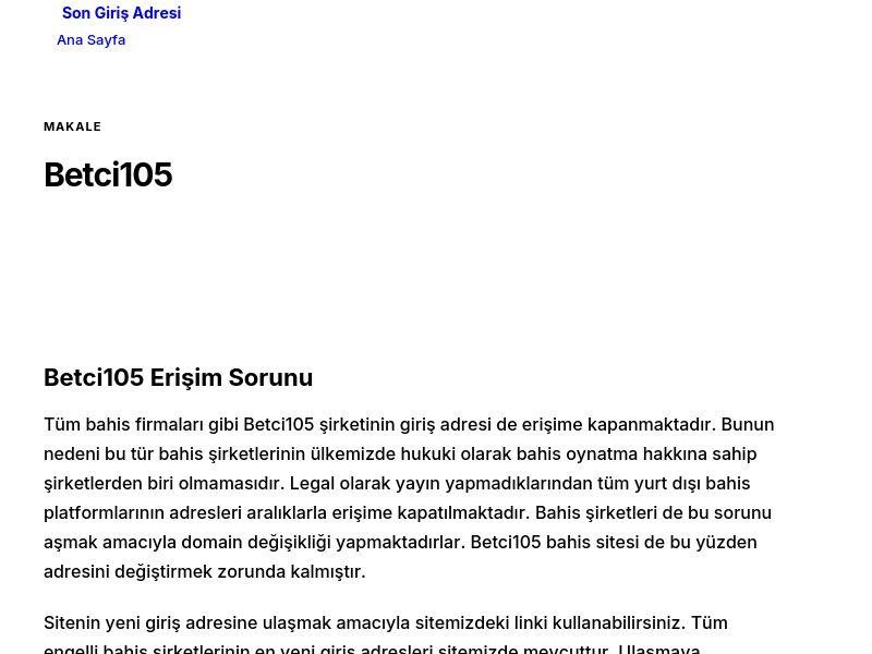 Betci105 - Son Giriş Adresi - Ekran Görüntüsü
