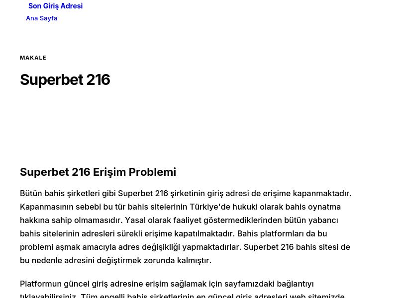 Superbet 216 - Son Giriş Adresi - Ekran Görüntüsü