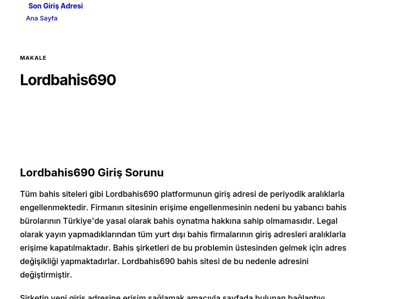 Lordbahis690 - Son Giriş Adresi - Ekran Görüntüsü