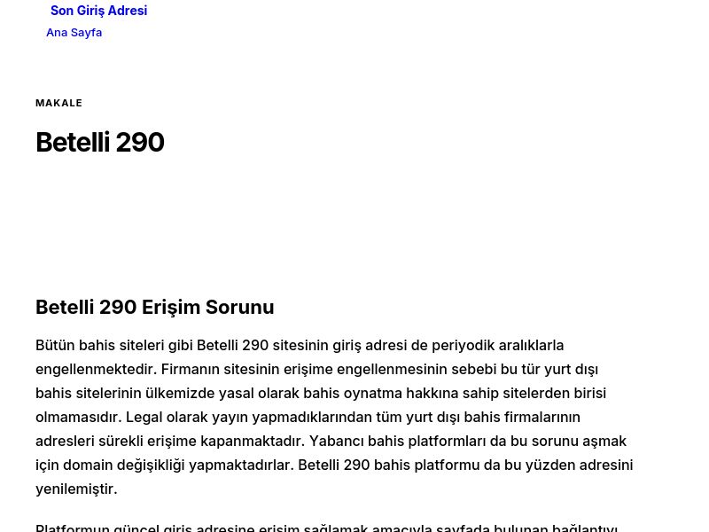 Betelli 290 - Son Giriş Adresi - Ekran Görüntüsü