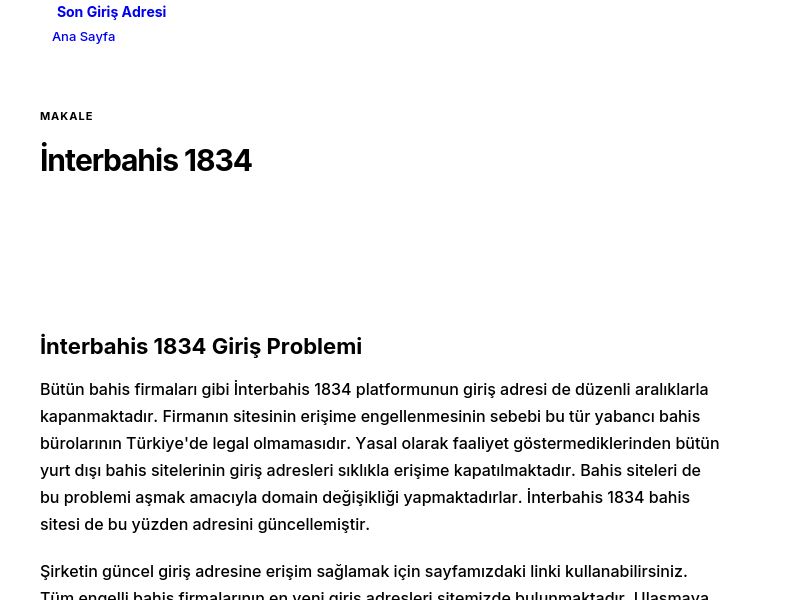 İnterbahis 1834 - Son Giriş Adresi - Ekran Görüntüsü