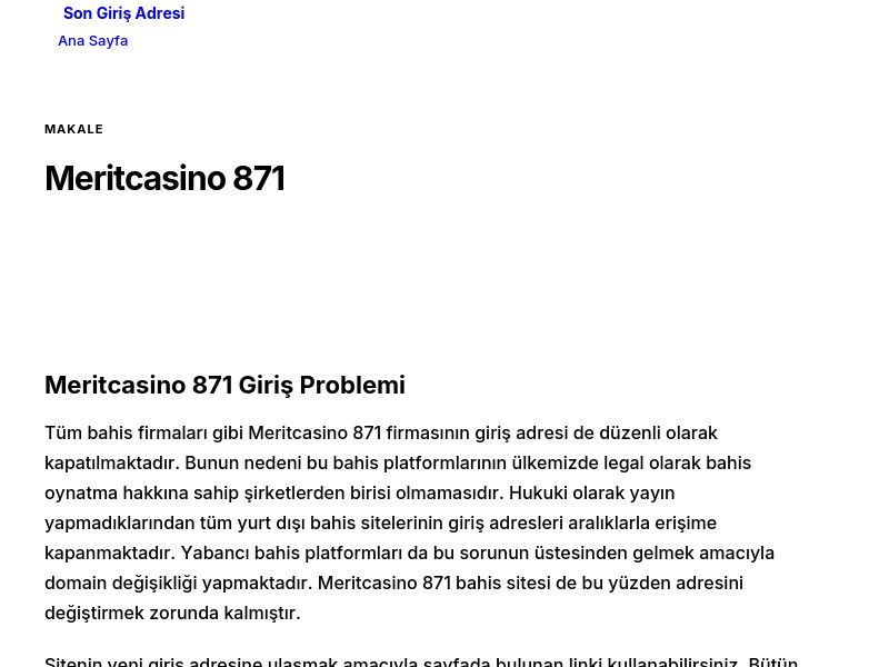 Meritcasino 871 - Son Giriş Adresi - Ekran Görüntüsü