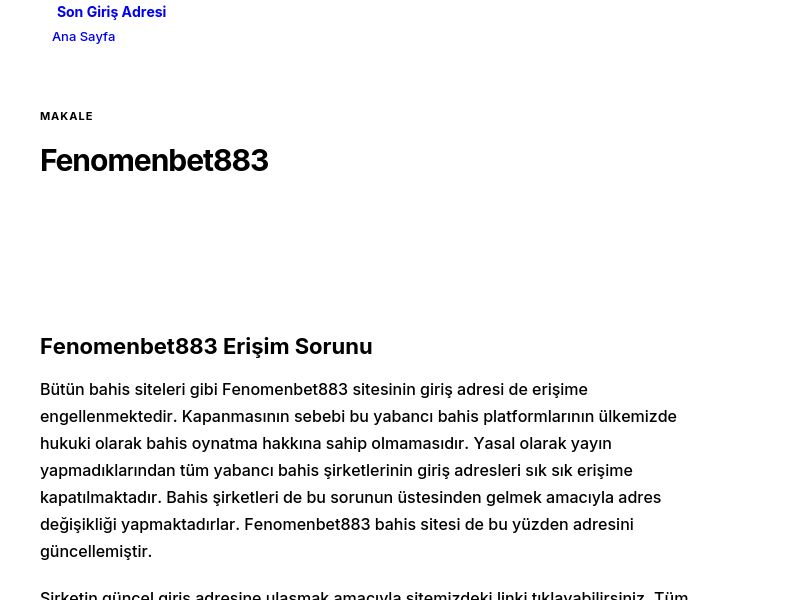 Fenomenbet883 - Son Giriş Adresi - Ekran Görüntüsü