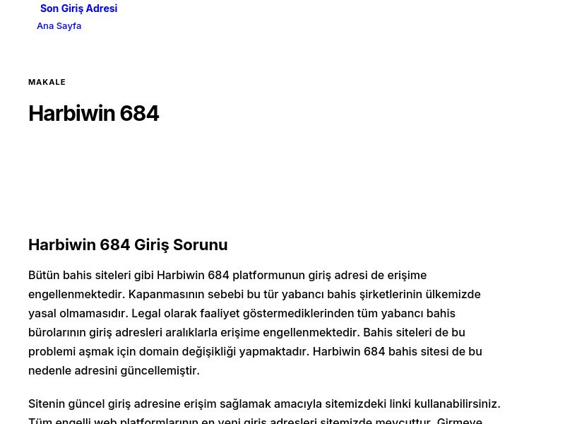 Harbiwin 684 - Son Giriş Adresi - Ekran Görüntüsü