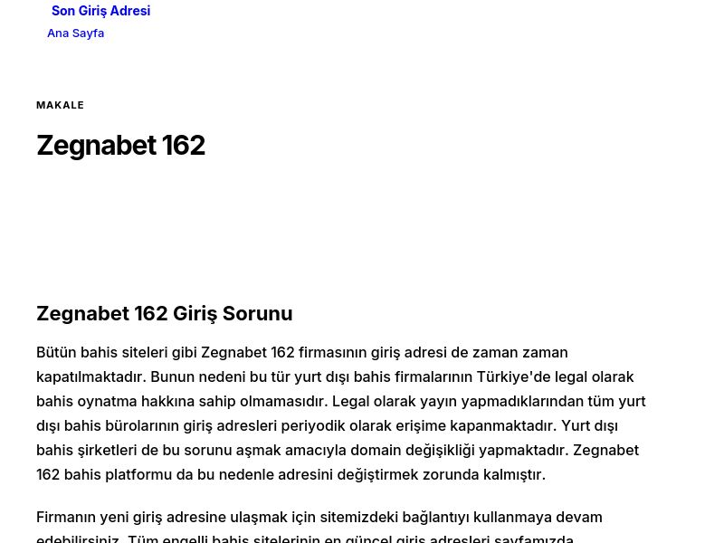 Zegnabet 162 - Son Giriş Adresi - Ekran Görüntüsü