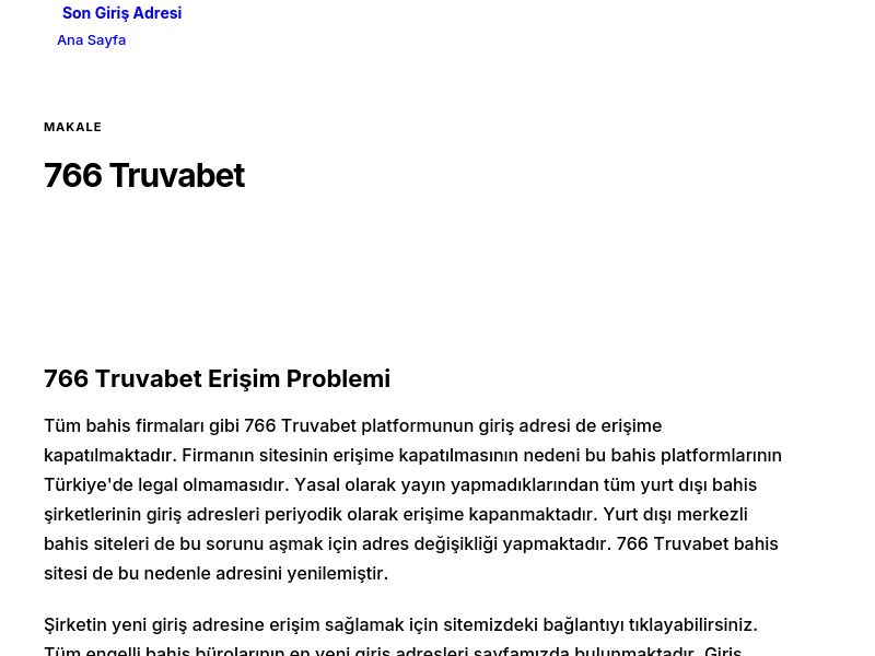 766 Truvabet - Son Giriş Adresi - Ekran Görüntüsü