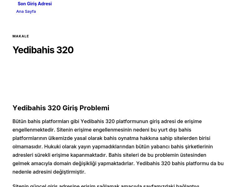 Yedibahis 320 - Son Giriş Adresi - Ekran Görüntüsü