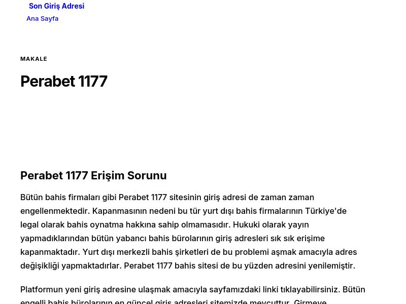 Perabet 1177 - Son Giriş Adresi - Ekran Görüntüsü
