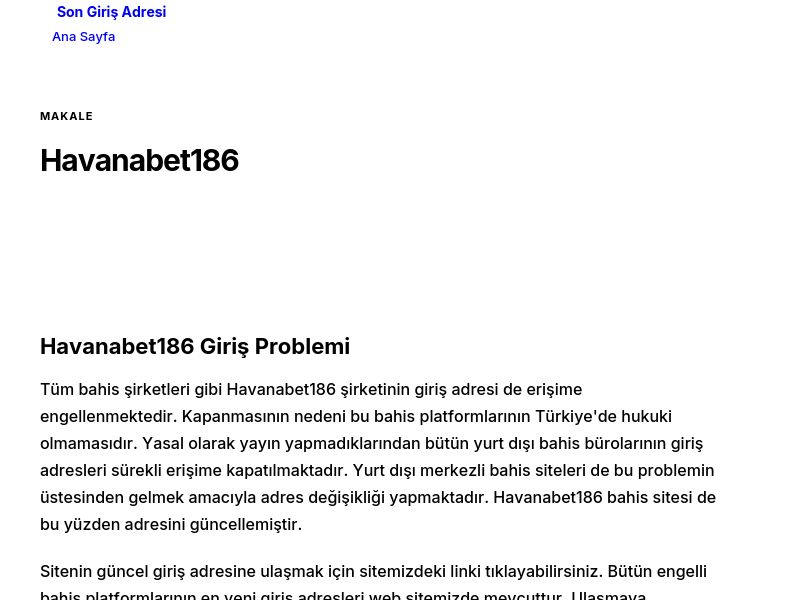 Havanabet186 - Son Giriş Adresi - Ekran Görüntüsü