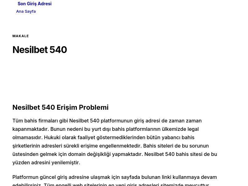 Nesilbet 540 - Son Giriş Adresi - Ekran Görüntüsü