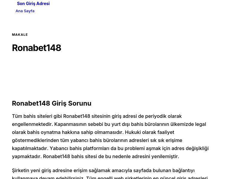 Ronabet148 - Son Giriş Adresi - Ekran Görüntüsü