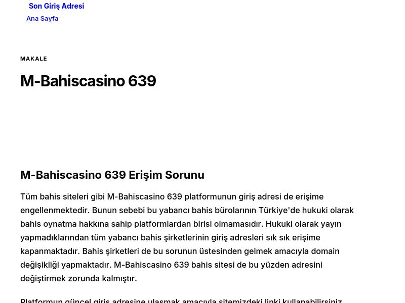 M-Bahiscasino 639 - Son Giriş Adresi - Ekran Görüntüsü