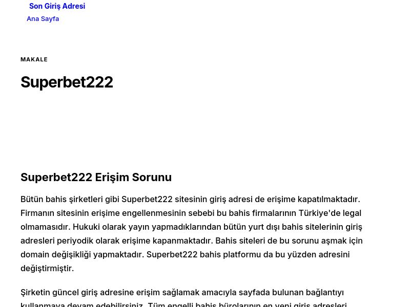 Superbet222 - Son Giriş Adresi - Ekran Görüntüsü
