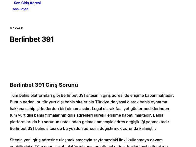 Berlinbet 391 - Son Giriş Adresi - Ekran Görüntüsü