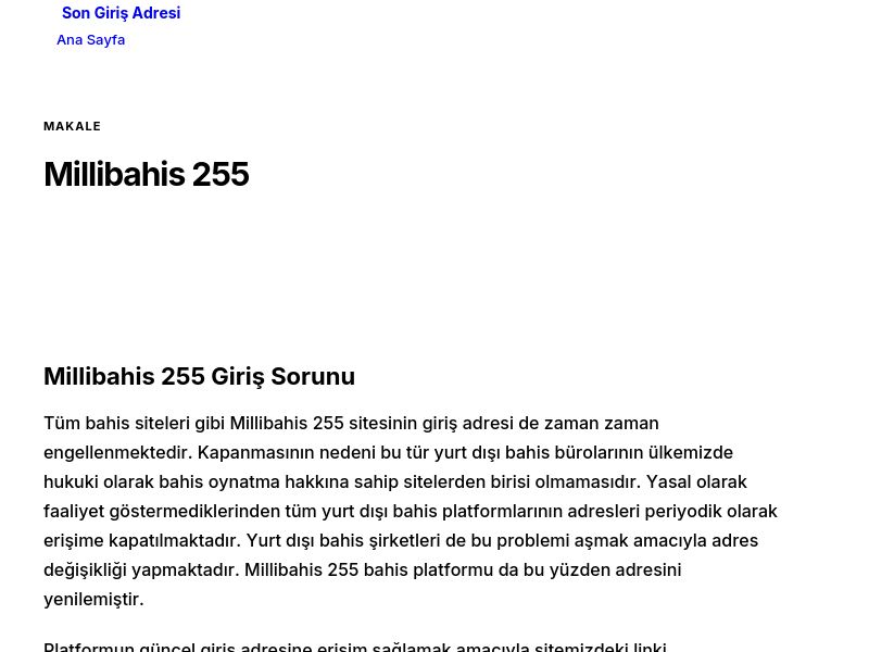 Millibahis 255 - Son Giriş Adresi - Ekran Görüntüsü