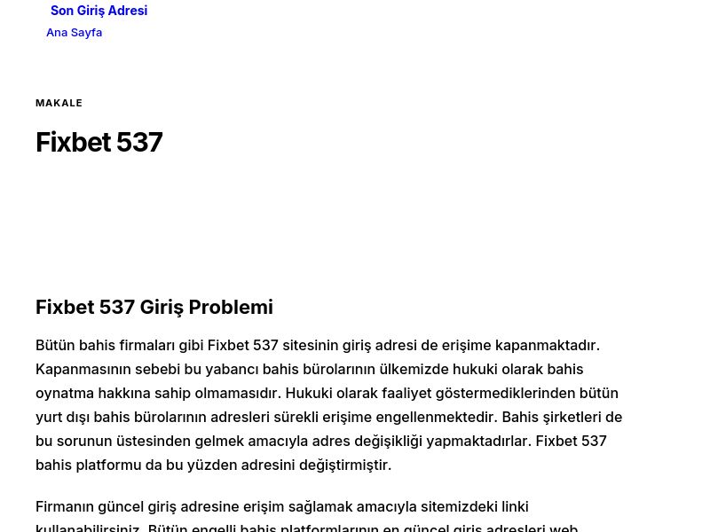 Fixbet 537 - Son Giriş Adresi - Ekran Görüntüsü