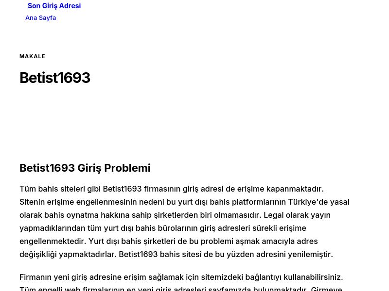 Betist1693 - Son Giriş Adresi - Ekran Görüntüsü