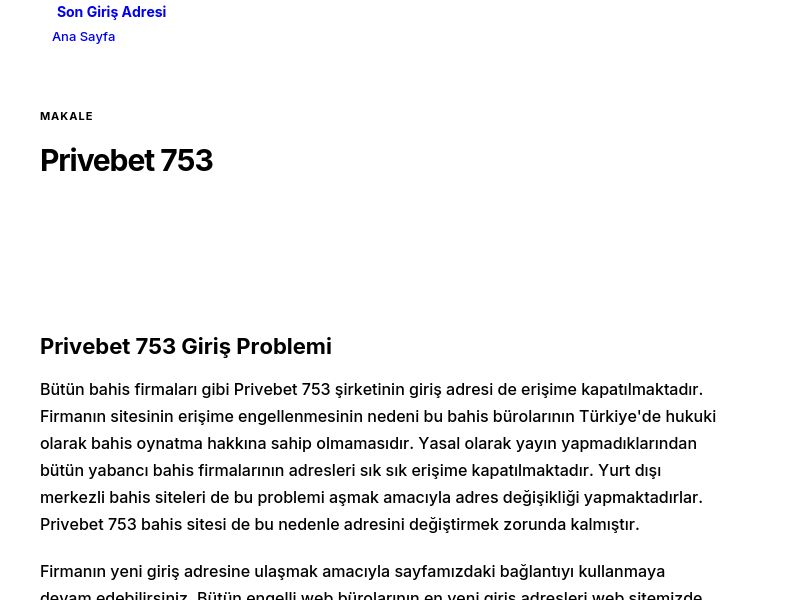 Privebet 753 - Son Giriş Adresi - Ekran Görüntüsü