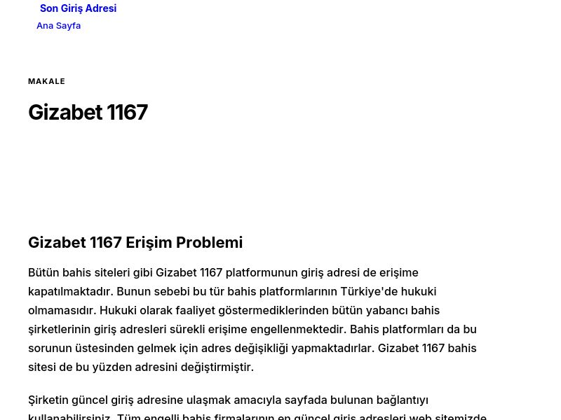 Gizabet 1167 - Son Giriş Adresi - Ekran Görüntüsü