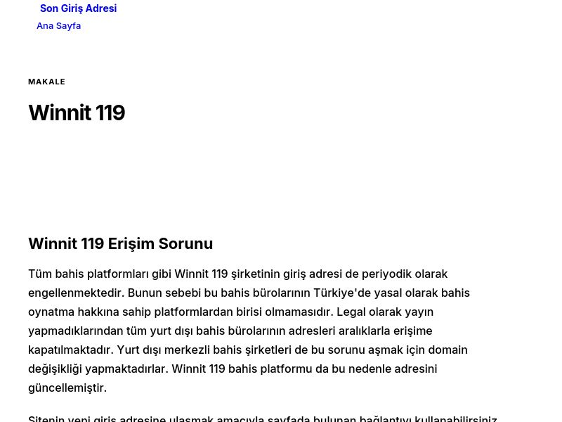 Winnit 119 - Son Giriş Adresi - Ekran Görüntüsü