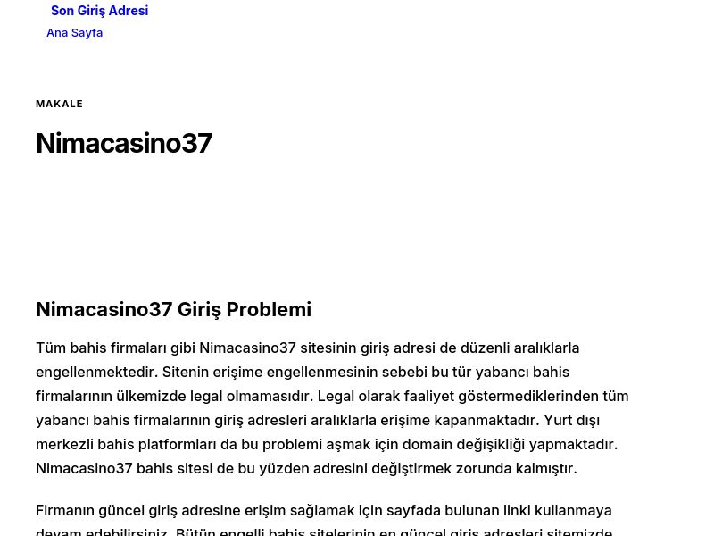 Nimacasino37 - Son Giriş Adresi - Ekran Görüntüsü