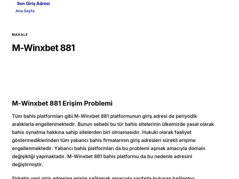 M-Winxbet 881 - Son Giriş Adresi - Ekran Görüntüsü
