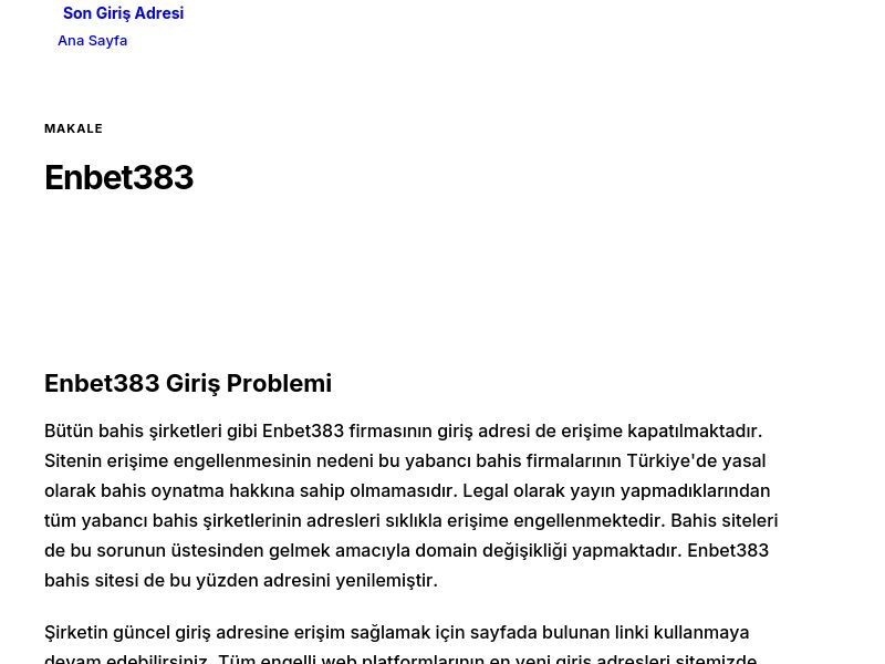 Enbet383 - Son Giriş Adresi - Ekran Görüntüsü