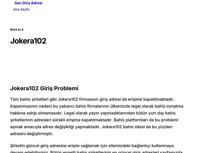 Jokera102 - Son Giriş Adresi - Ekran Görüntüsü