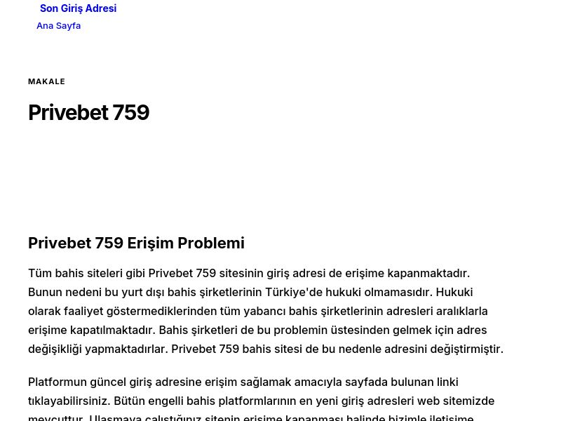Privebet 759 - Son Giriş Adresi - Ekran Görüntüsü