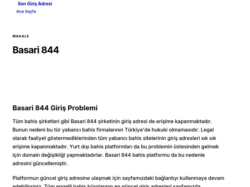 Basari 844 - Son Giriş Adresi - Ekran Görüntüsü