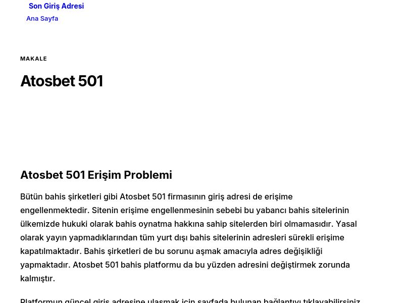 Atosbet 501 - Son Giriş Adresi - Ekran Görüntüsü